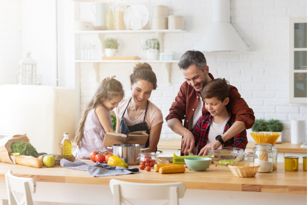 Happy family cooking