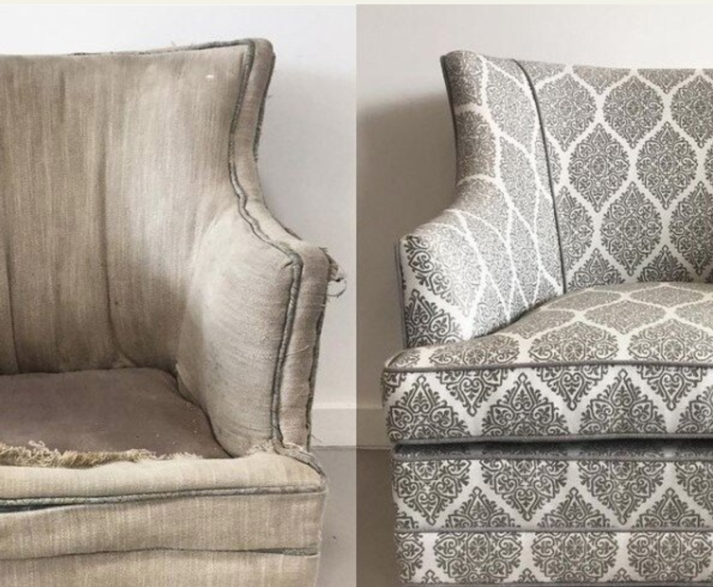 Wingback chair before and after